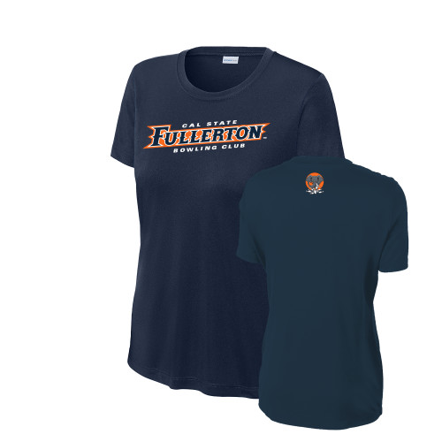  Womens Navy Performance Tee - Cal State Fullerton Bowling Club