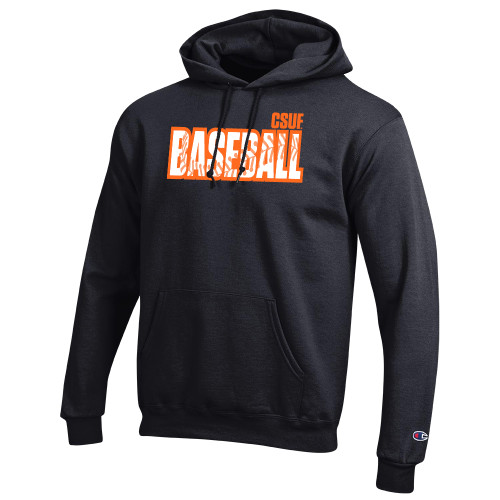  Champion Black Fleece Hoodie - Baseball with Thread Silhouette