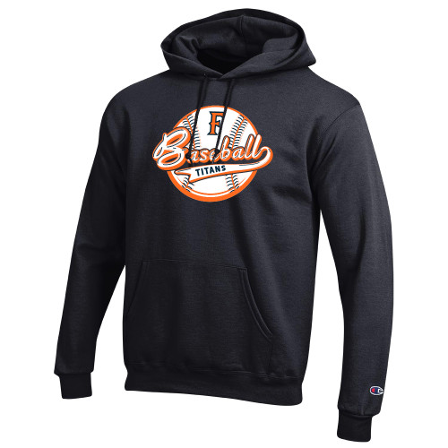  Champion Black Fleece Hoodie - Script over Baseball