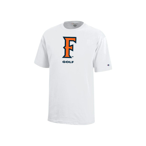  Champion Youth White Short Sleeve Tee - CSUF Golf