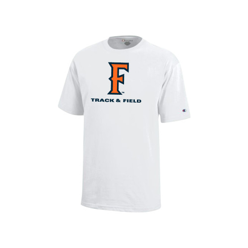  Champion Youth White Short Sleeve Tee - CSUF Track & Field