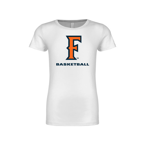  Next Level Girls White Fashion Fit T Shirt - CSUF Basketball