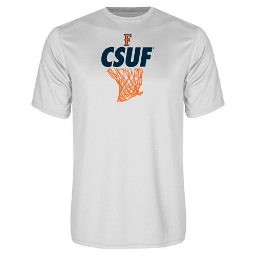  White Performance Tee - CSUF Titans - Basketball Net