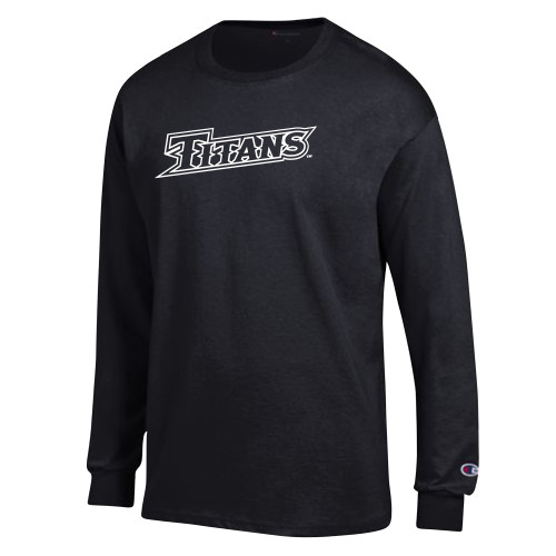  Champion Black Long Sleeve T Shirt - CSUF Titans Athletic Mark