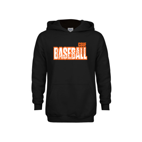  Youth Black Fleece Hoodie - Baseball with Thread Silhouette