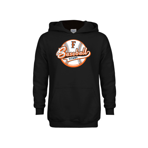  Youth Black Fleece Hoodie - Script over Baseball
