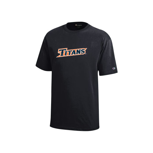  Champion Youth Black Short Sleeve Tee - CSUF Titans Athletic Mark
