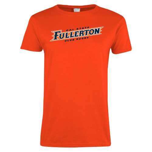  Womens Orange Short Sleeve Tee - Cal State Fullerton Club Rugby