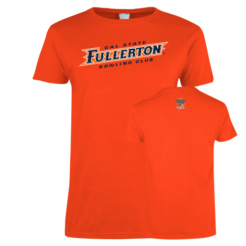  Womens Orange Short Sleeve Tee - Cal State Fullerton Bowling Club