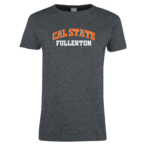  Womens Dark Heather Short Sleeve Tee - Cal State Fullerton Arched