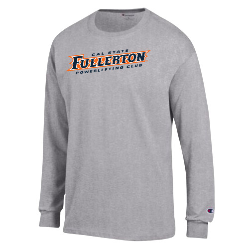  Champion Oxford Grey Long Sleeve T Shirt - Powerlifting Club - Cal State Fullerton