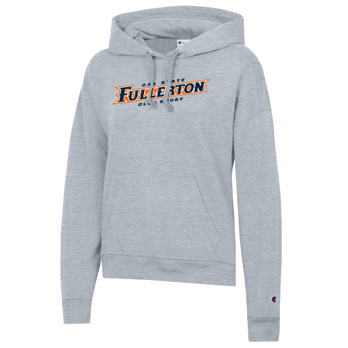  Champion Womens Oxford Grey Powerblend Pullover Hood - Cal State Fullerton Club Rugby