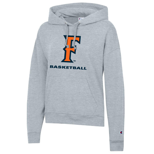  Champion Womens Oxford Grey Powerblend Pullover Hood - CSUF Basketball