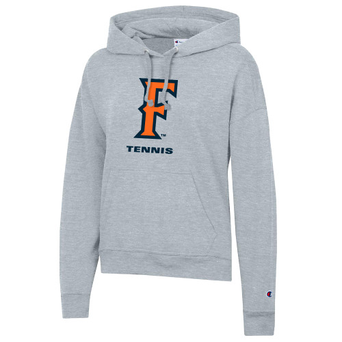  Champion Womens Oxford Grey Powerblend Pullover Hood - CSUF Tennis