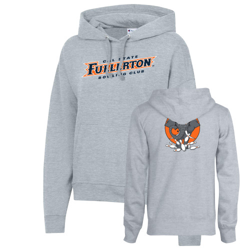  Champion Womens Oxford Grey Powerblend Pullover Hood - Cal State Fullerton Bowling Club