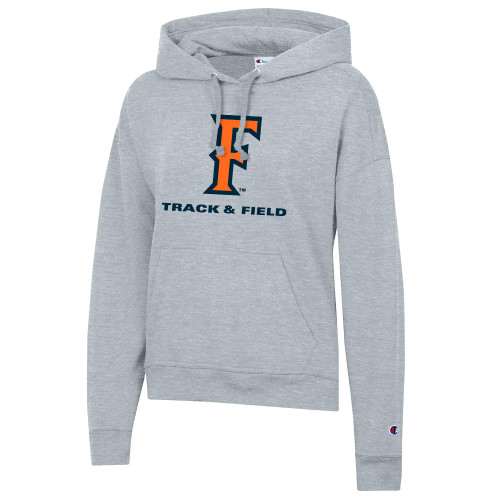  Champion Womens Oxford Grey Powerblend Pullover Hood - CSUF Track & Field