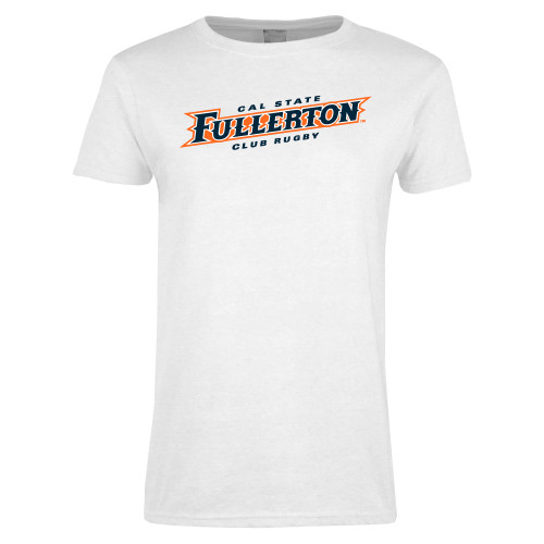  Womens White Short Sleeve Tee - Cal State Fullerton Club Rugby