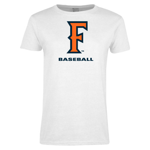  Womens White Short Sleeve Tee - CSUF Baseball