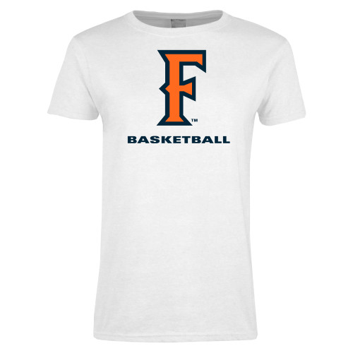  Womens White Short Sleeve Tee - CSUF Basketball