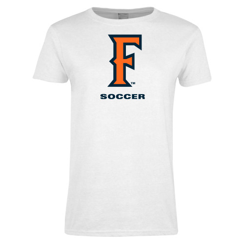 Womens White Short Sleeve Tee - CSUF Soccer