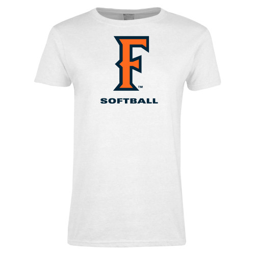  Womens White Short Sleeve Tee - CSUF Softball