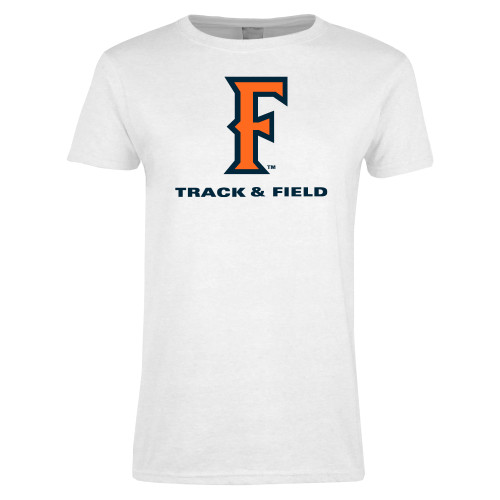  Womens White Short Sleeve Tee - CSUF Track & Field