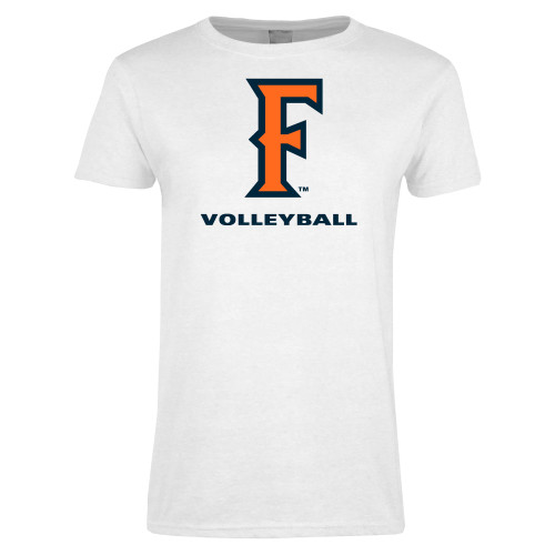  Womens White Short Sleeve Tee - CSUF Volleyball