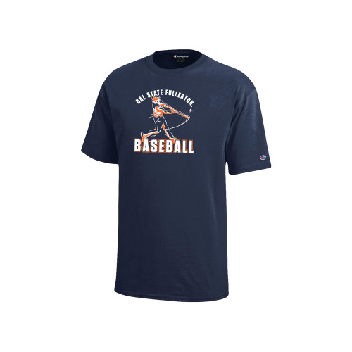 Champion Youth Navy Short Sleeve Tee - Player Swinging Bat