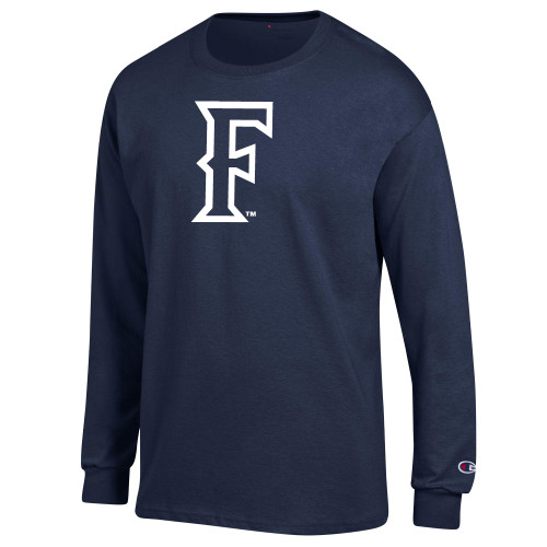  Champion Navy Long Sleeve T Shirt - CSUF Athletic Mark