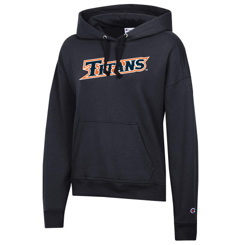  Champion Womens Black Powerblend Pullover Hood - CSUF Titans Athletic Mark