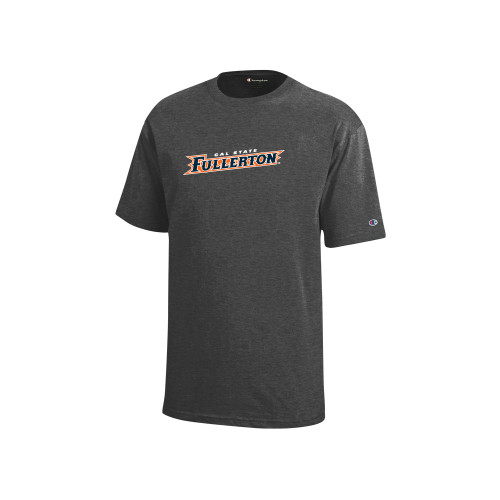  Champion Youth Granite Heather Short Sleeve Tee - Cal State Fullerton Athletic Wordmark