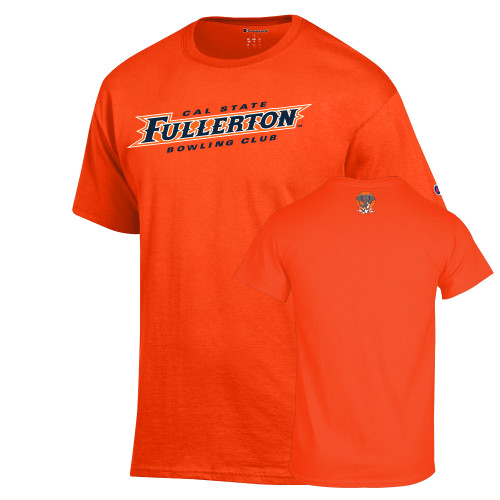  Champion Orange T Shirt - Cal State Fullerton Bowling Club