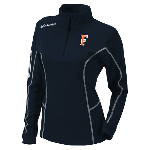 Cal State Fullerton Columbia Womens Omni Wick Shotgun Navy 1/4 Zip