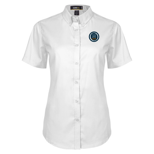  Womens White Twill Button Up Short Sleeve - OSHER Lifelong Learning Institute CSUF
