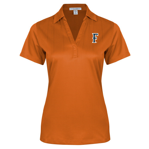  Womens Orange Performance Fine Jacquard Polo - CSUF Athletic Mark