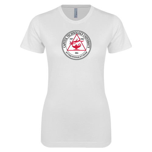  Next Level Womens White Boyfriend Tee - University Seal