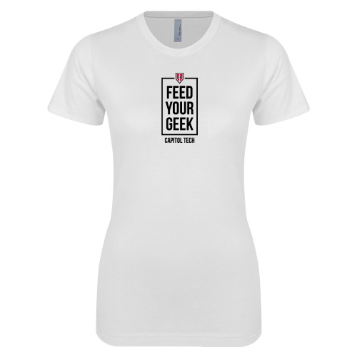  Next Level Womens White Boyfriend Tee - Feed Your Geek