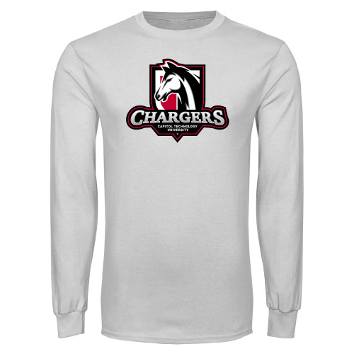  White Long Sleeve T Shirt - Capitol Tech Chargers