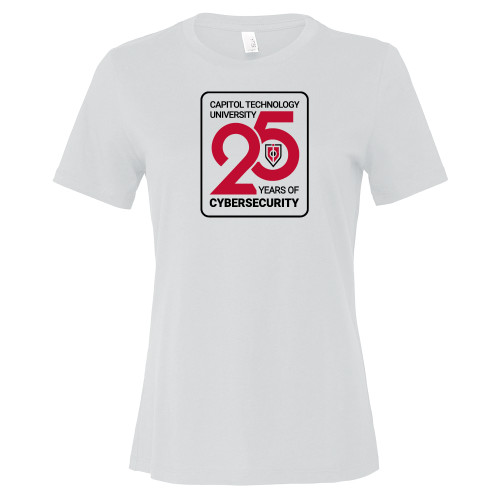  Bella + Canvas Womens White Relaxed Cotton T Shirt - CTU - 25 Years of Cybersecurity