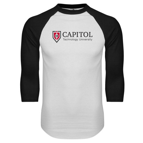  White/Black Raglan Baseball T Shirt - Primary Mark