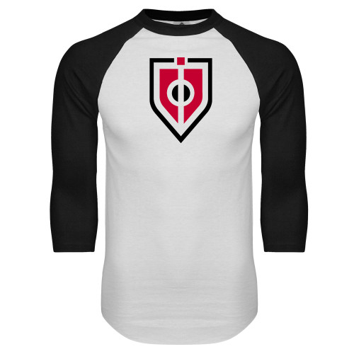  White/Black Raglan Baseball T Shirt - Shield