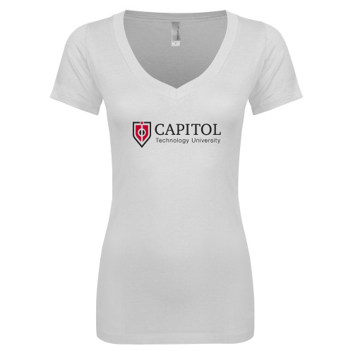  Next Level Womens White Ideal V Tee - Primary Mark
