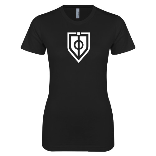  Next Level Womens Black Boyfriend Tee - Shield