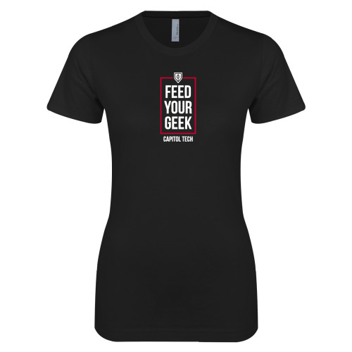  Next Level Womens Black Boyfriend Tee - Feed Your Geek