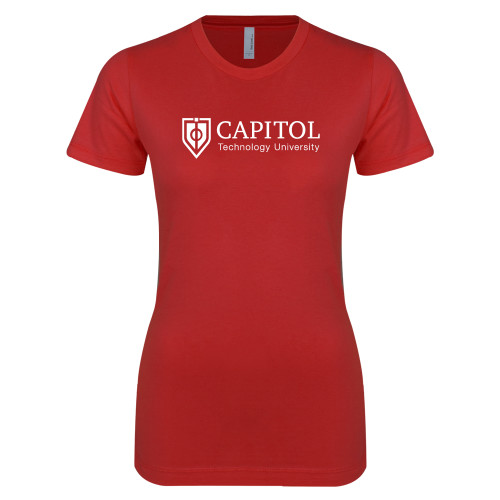 Next Level Womens Red Boyfriend Tee - Primary Mark