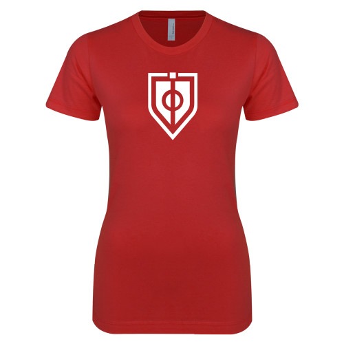  Next Level Womens Red Boyfriend Tee - Shield
