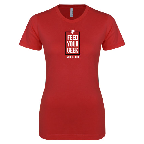  Next Level Womens Red Boyfriend Tee - Feed Your Geek