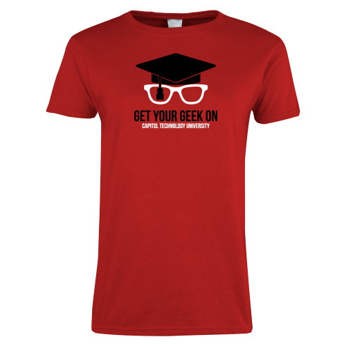  Womens Short Sleeve Red Tee - Get Your Geek On