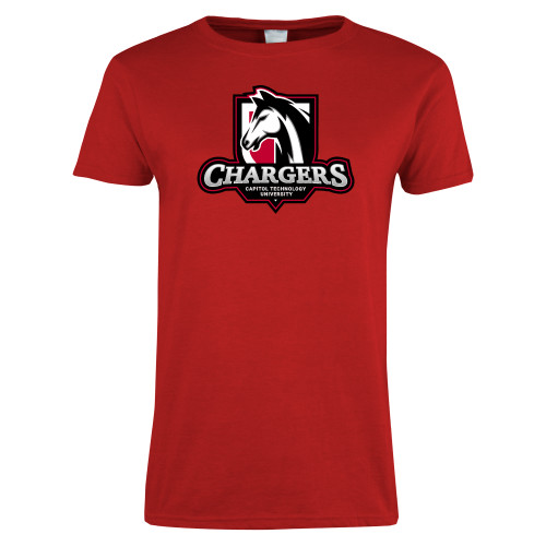  Womens Short Sleeve Red Tee - Capitol Tech Chargers