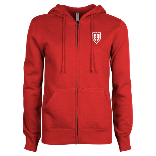  ENZA Womens Red Fleece Full Zip Hoodie - Shield